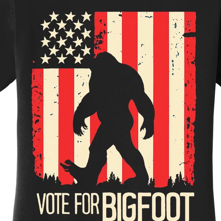 Bigfoot for President Election Vote Sasquatch USA Flag 2024 Women's T-Shirt