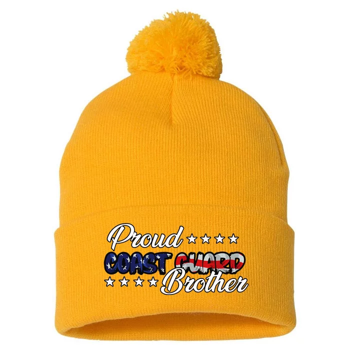 Bold Flag Proud Uscg Coast Guard Brother Pom Pom 12in Knit Beanie