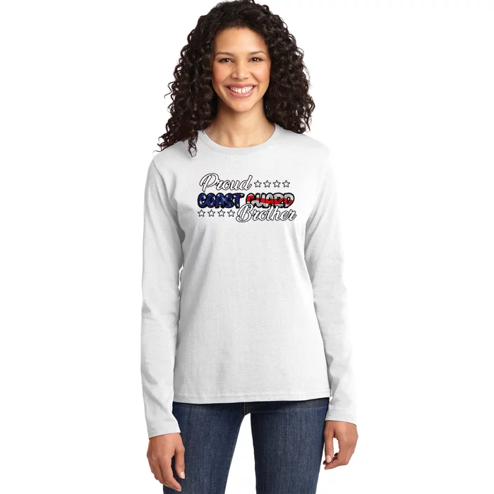 Bold Flag Proud Uscg Coast Guard Brother Ladies Long Sleeve Shirt