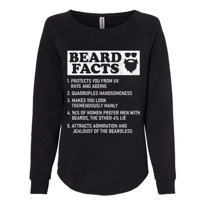 Beard Facts Protects Ageing Makes Manly Funny Bearded Dad Womens California Wash Sweatshirt