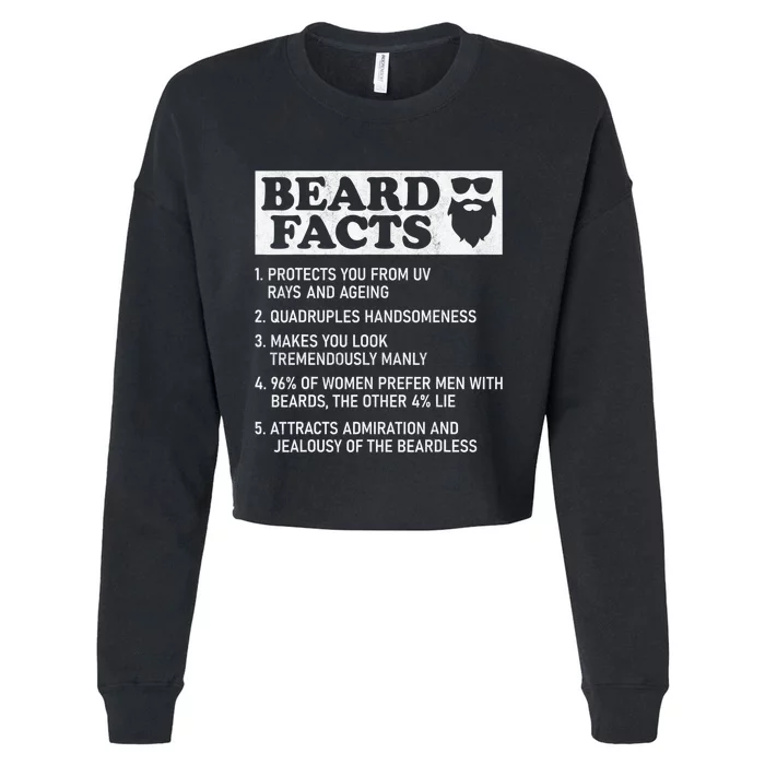 Beard Facts Protects Ageing Makes Manly Funny Bearded Dad Cropped Pullover Crew