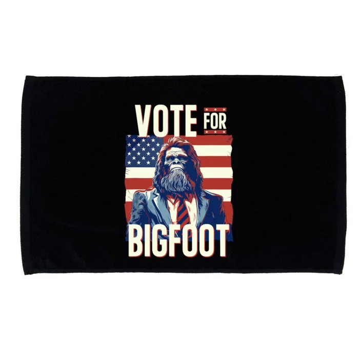 Bigfoot For President Election Vote Sasquatch USA Flag 2024 Microfiber Hand Towel