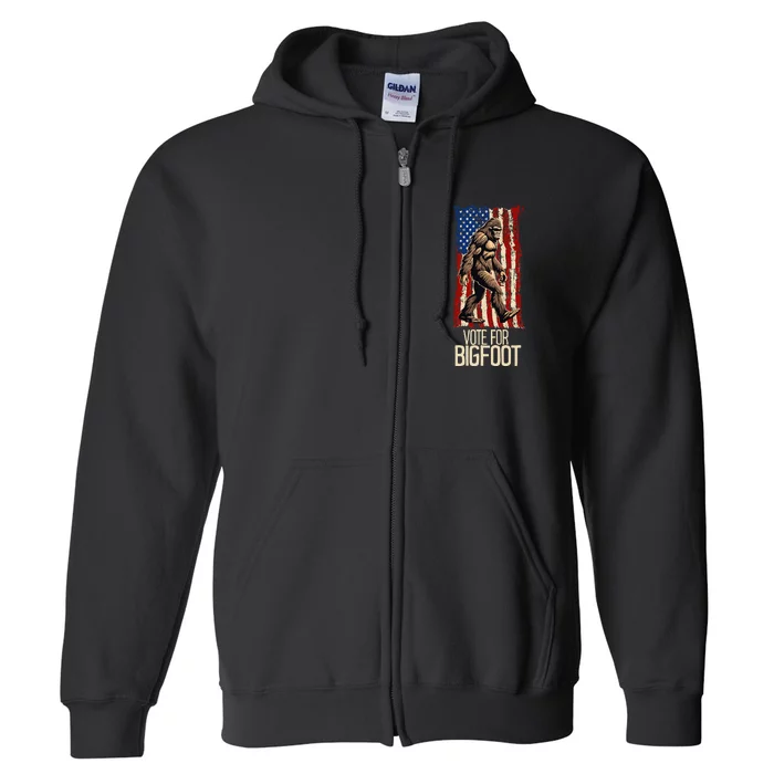 Bigfoot for President Election Vote Sasquatch USA Flag 2024 Full Zip Hoodie