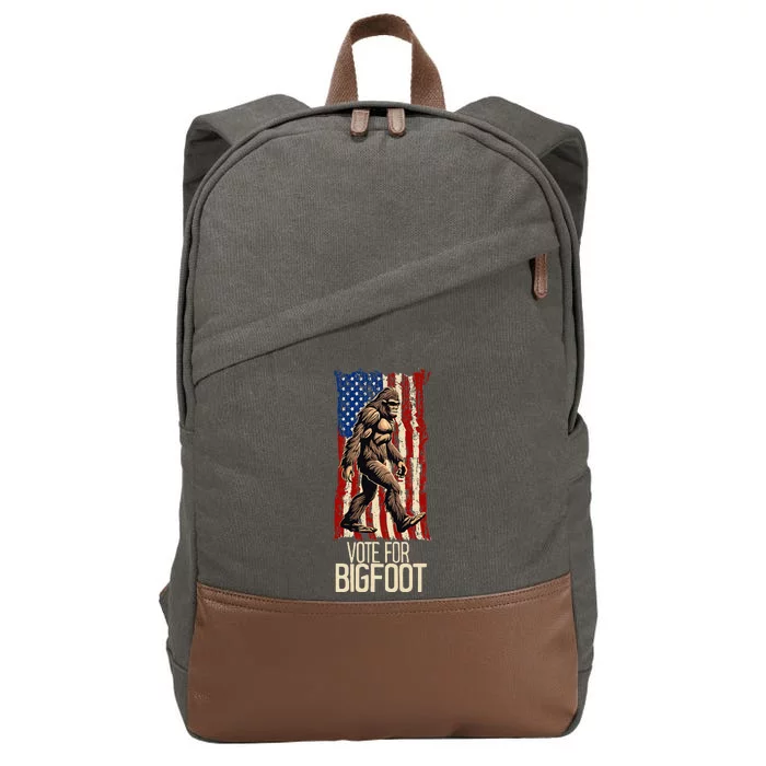 Bigfoot for President Election Vote Sasquatch USA Flag 2024 Cotton Canvas Backpack