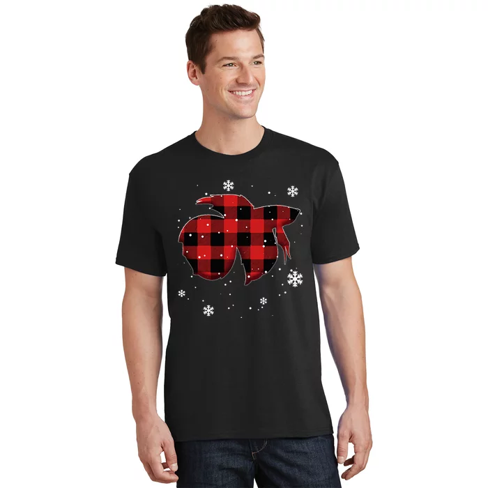 Betta Fish Plaid Christmas T-Shirt