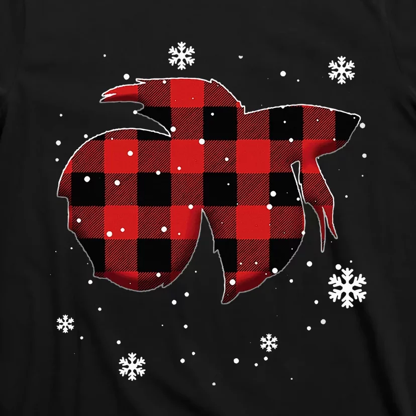 Betta Fish Plaid Christmas T-Shirt