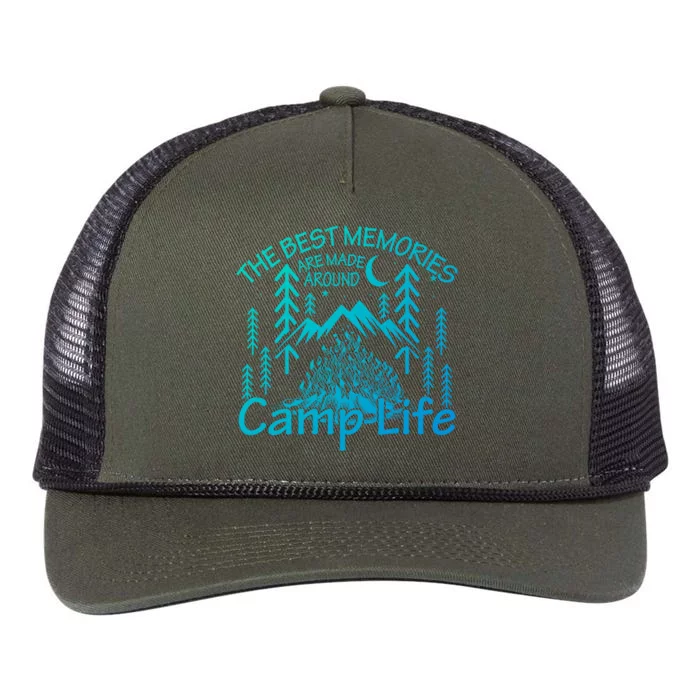 Bonfires Fire Pit Camping Best Memories Made Around Campfire Funny Gift Retro Rope Trucker Hat Cap