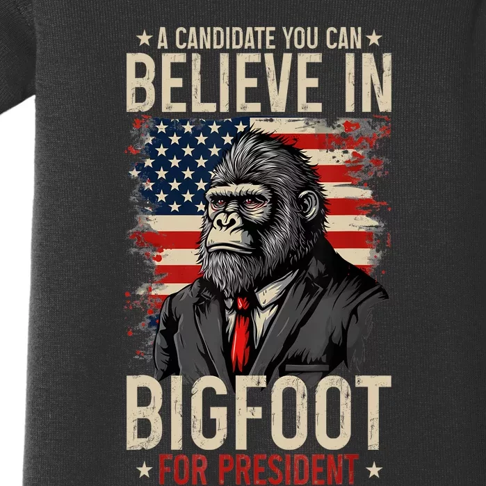 Bigfoot For President Election 2024 Funny Vote Sasquatch Usa Baby Bodysuit