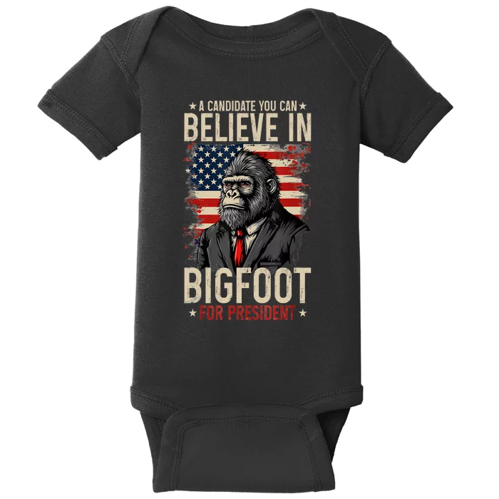 Bigfoot For President Election 2024 Funny Vote Sasquatch Usa Baby Bodysuit