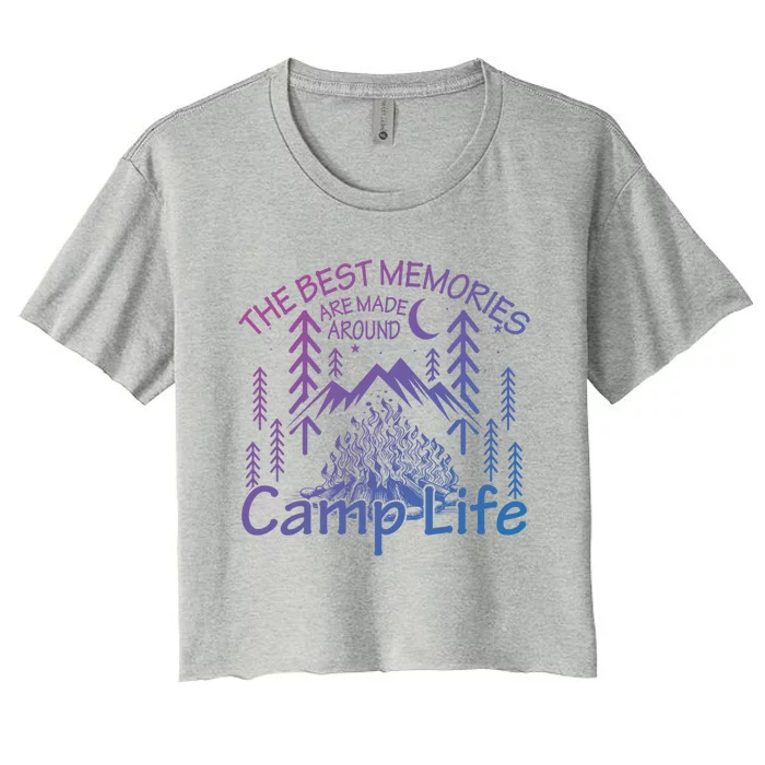 Bonfires Fire Pit Camping Best Memories Made Around Campfire Funny Gift Women's Crop Top Tee