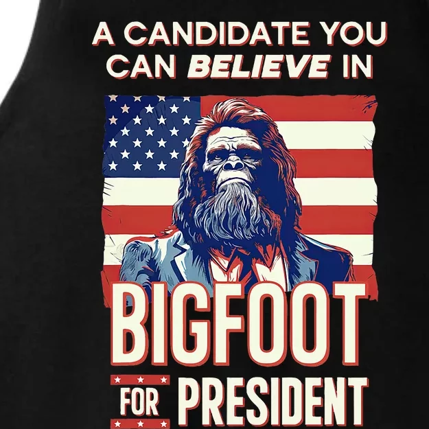 Bigfoot For President Election Vote Sasquatch USA Ladies Tri-Blend Wicking Tank