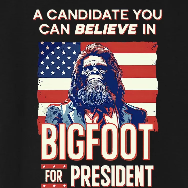 Bigfoot For President Election Vote Sasquatch USA Women's Crop Top Tee