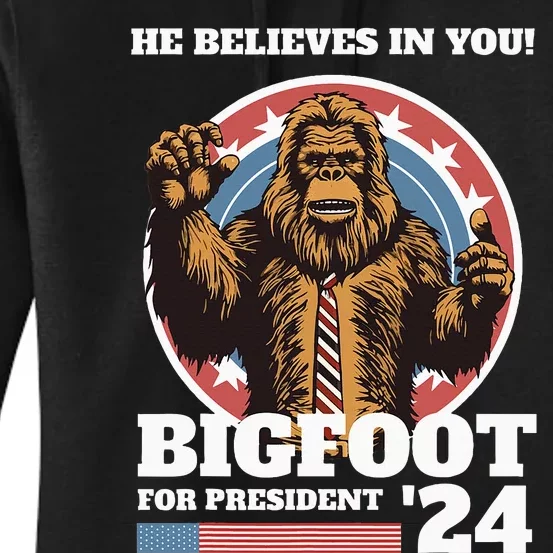 Bigfoot For President 2024 Women's Pullover Hoodie