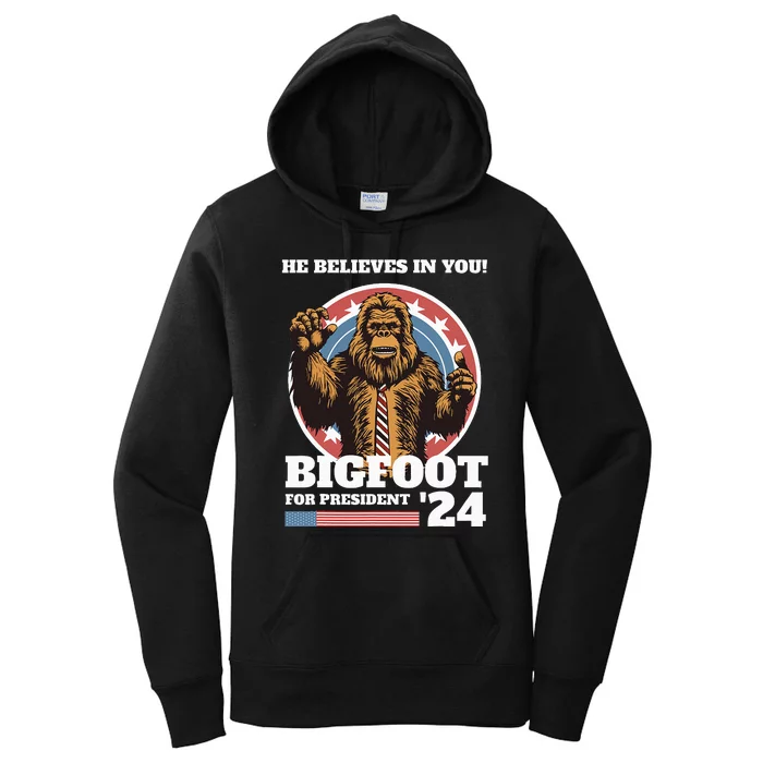 Bigfoot For President 2024 Women's Pullover Hoodie