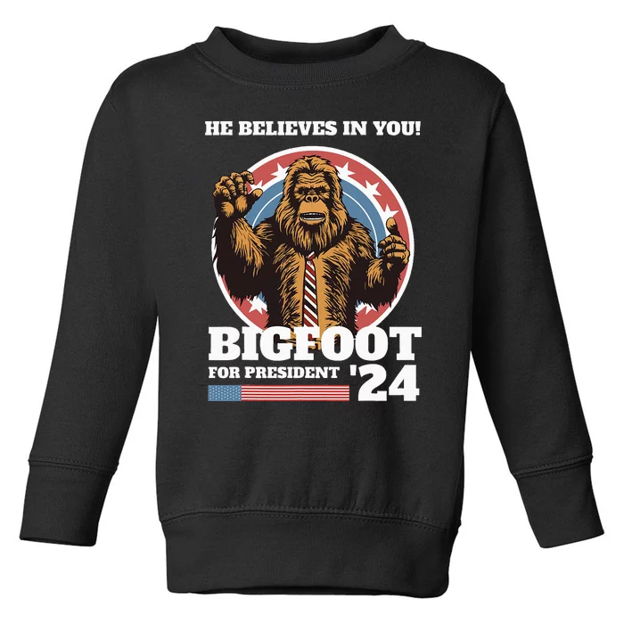 Bigfoot For President 2024 Toddler Sweatshirt