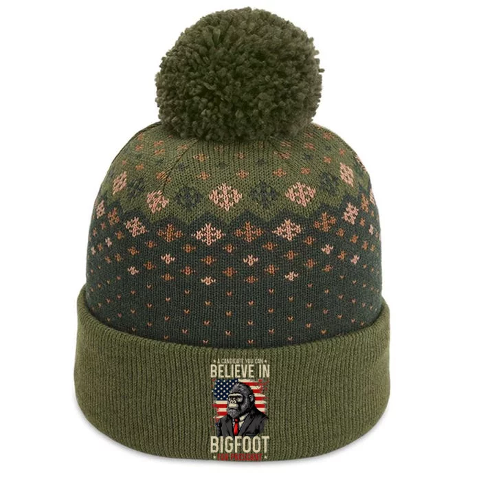 Bigfoot For President Election 2024 Funny Vote Sasquatch USA The Baniff Cuffed Pom Beanie