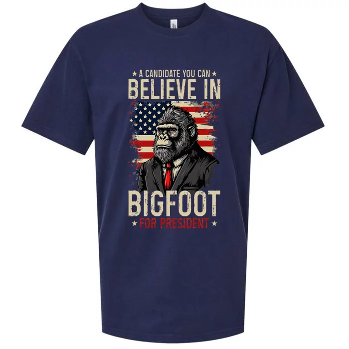 Bigfoot For President Election 2024 Funny Vote Sasquatch USA Sueded Cloud Jersey T-Shirt