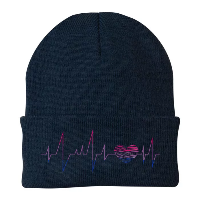 Bisexual Flag Queer Bi Pride Gift Lgbt Heartbeat Bisexual Knit Cap Winter Beanie