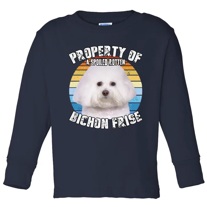 Bichon Frise Retro Property Of Cute Dog Toddler Long Sleeve Shirt