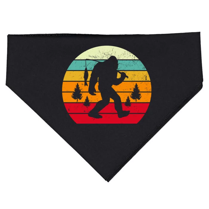 Bigfoot Fishing Retro Sunset USA-Made Doggie Bandana