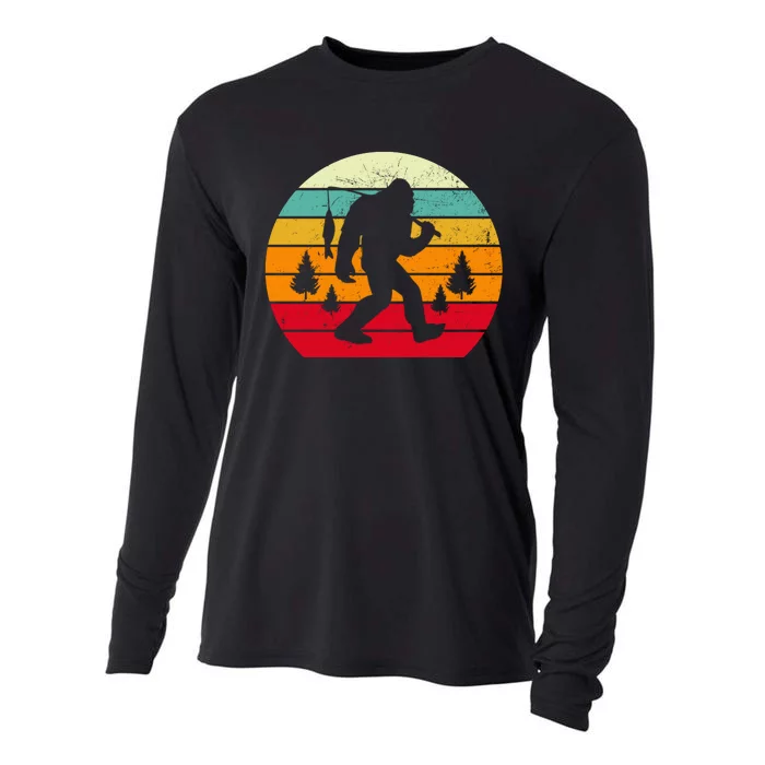 Bigfoot Fishing Retro Sunset Cooling Performance Long Sleeve Crew