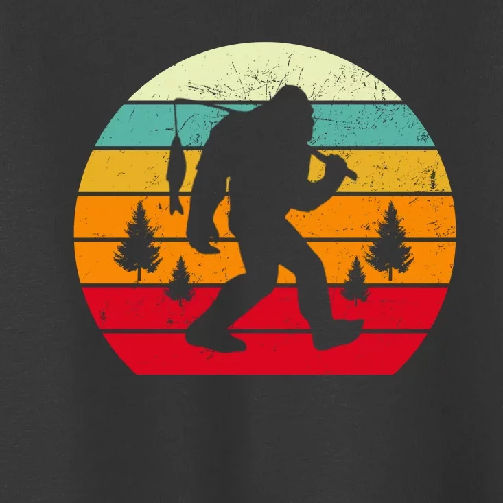 Bigfoot Fishing Retro Sunset Toddler T-Shirt