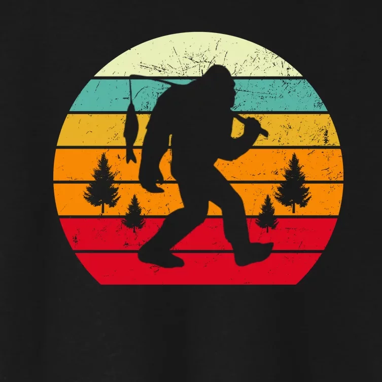 Bigfoot Fishing Retro Sunset Women's Crop Top Tee