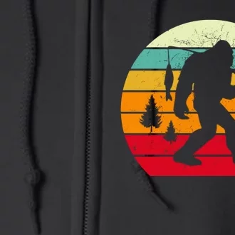 Bigfoot Fishing Retro Sunset Full Zip Hoodie