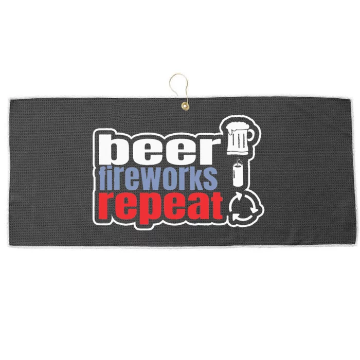 Beer Fireworks Repeat USA Patriotic 4th of July Large Microfiber Waffle Golf Towel