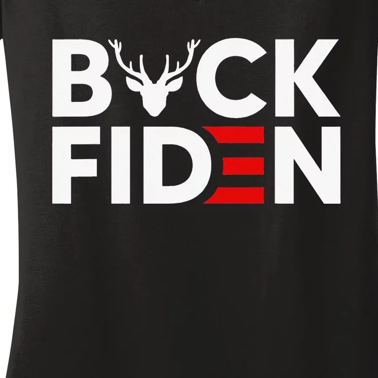 Buck Fiden Retro American Flag Buck Fiden And His Mandates Women's V-Neck T-Shirt