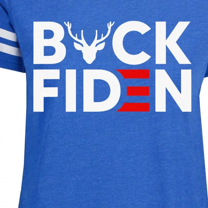 Buck Fiden Retro American Flag Buck Fiden And His Mandates Enza Ladies Jersey Football T-Shirt