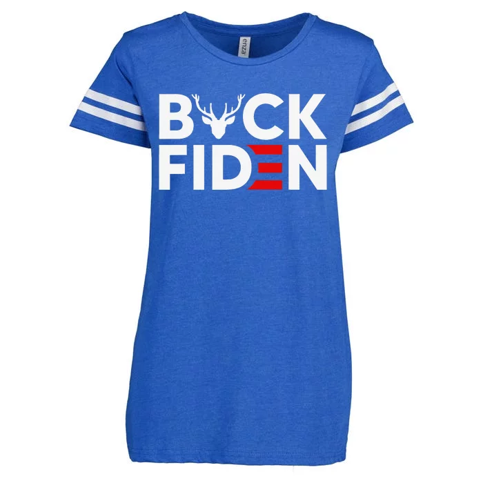 Buck Fiden Retro American Flag Buck Fiden And His Mandates Enza Ladies Jersey Football T-Shirt