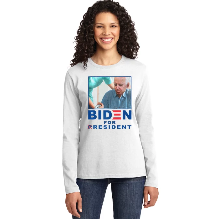 Biden For Resident Funny Biden Nursing Ladies Long Sleeve Shirt