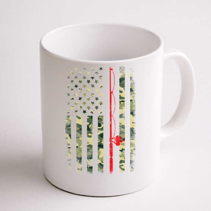 Bass Fishing Rod Camouflage American Flag Fisher Gift Funny Gift Front & Back Coffee Mug