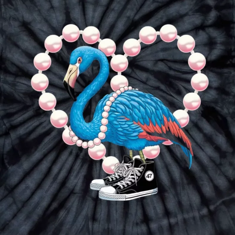 Blue Flamingo Rocks Chucks Surrounded By Pearls Tie-Dye T-Shirt