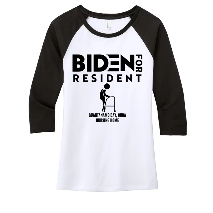 Biden For Resident At Guantanamo Bay Cuba Nursing Home Women's Tri-Blend 3/4-Sleeve Raglan Shirt