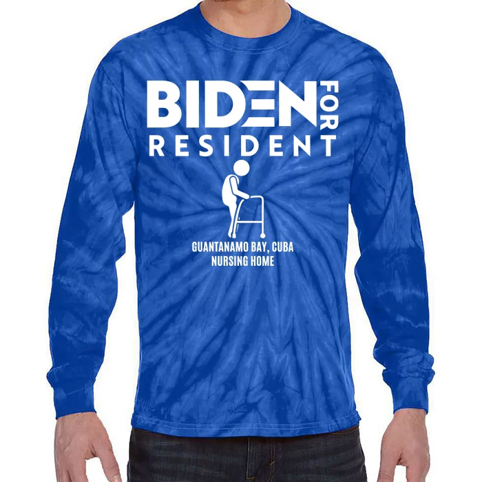 Biden For Resident At Guantanamo Bay Cuba Nursing Home Tie-Dye Long Sleeve Shirt