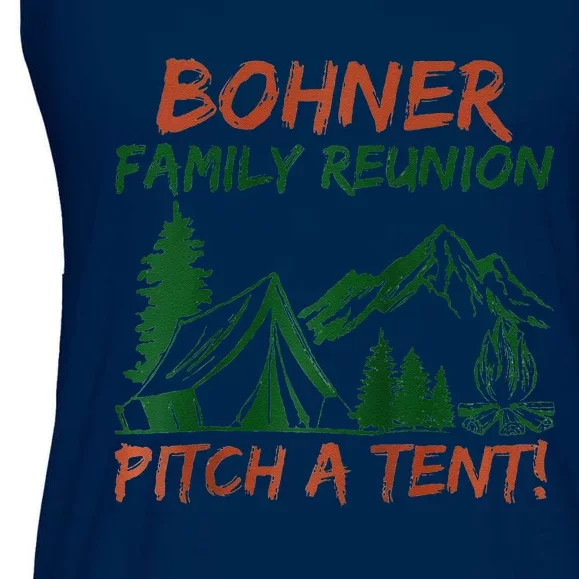 Bohner Family Reunion Pitch A Tent Raglan Gift Ladies Essential Flowy Tank