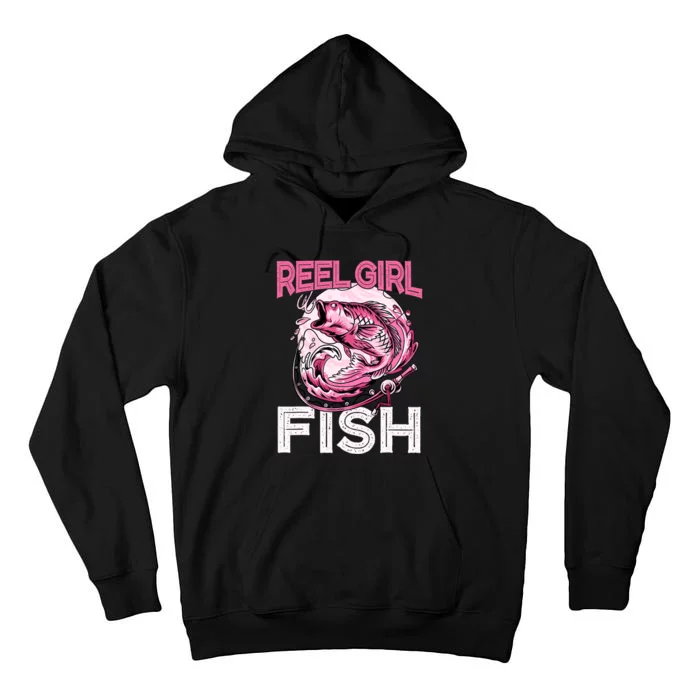 Bass FishingShirt Reel Girl Fish Funny Fisher Tall Hoodie