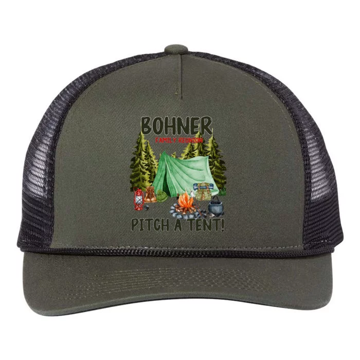 Bohner Family Reunion Pitch A Tent Vintage Retro Rope Trucker Hat Cap