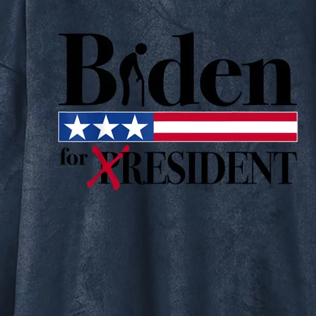 Biden For Resident Funny Anti Biden Hooded Wearable Blanket