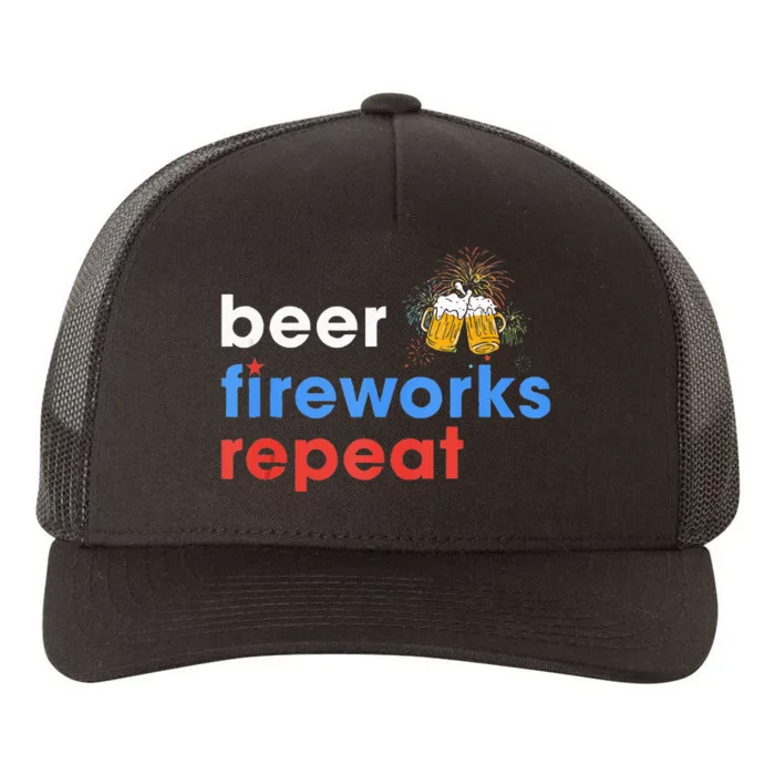 Beer Fireworks Repeat Funny 4th Of July Beer Lovers Gifts Yupoong Adult 5-Panel Trucker Hat