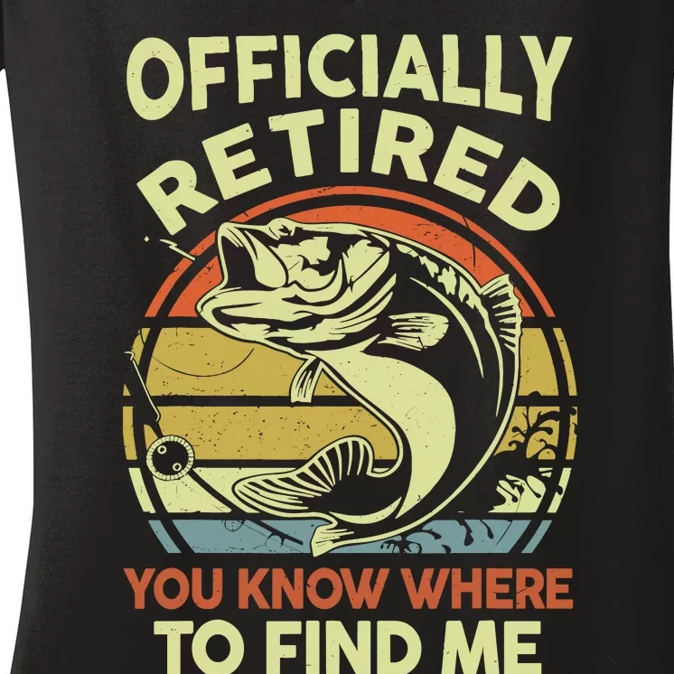 Bass Fish Retire Retirement Funny Grandpa Fishing Women's V-Neck T-Shirt