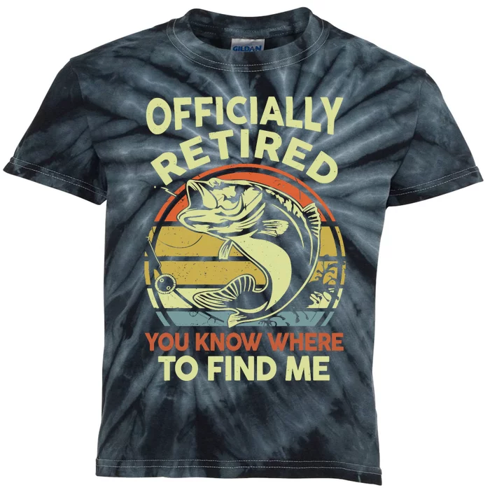 Bass Fish Retire Retirement Funny Grandpa Fishing Kids Tie-Dye T-Shirt