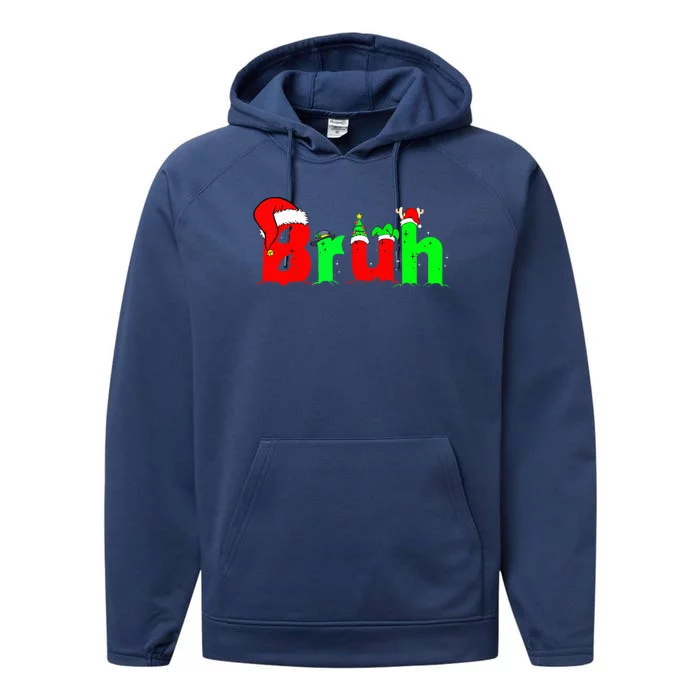 Bruh Funny Saying Bro Ns Christmas Pajamas Xmas Performance Fleece Hoodie