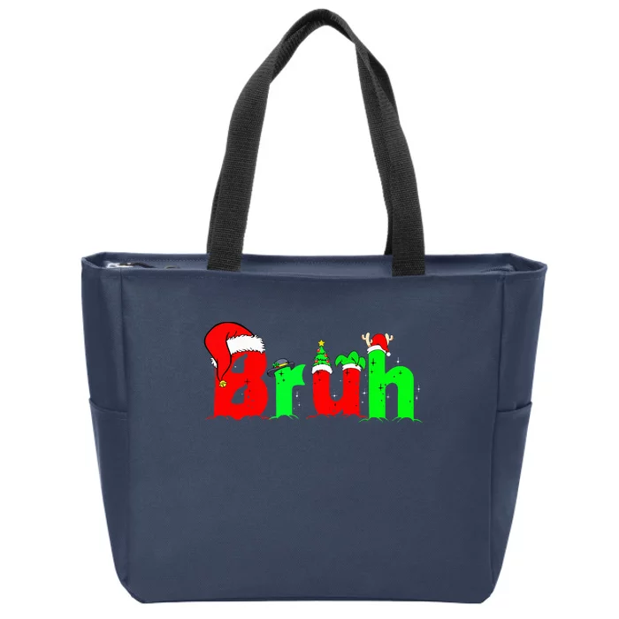 Bruh Funny Saying Bro Ns Christmas Pajamas Xmas Zip Tote Bag