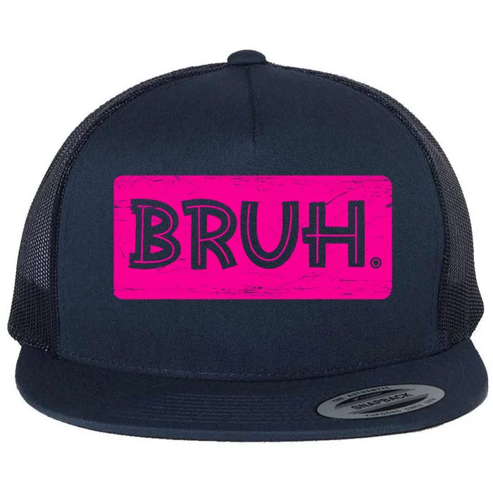 Bruh Funny Saying Meme Bro Slang Boy Girl Teens Pink Flat Bill Trucker Hat