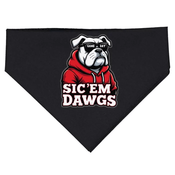 Bulldogs Football Spirit Game Day Vintage Retro Sports Lover Gift USA-Made Doggie Bandana