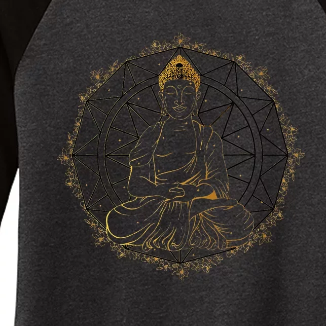 Buddha Figurine Statue Guatama Buddhism Meditation Zen Yoga Women's Tri-Blend 3/4-Sleeve Raglan Shirt