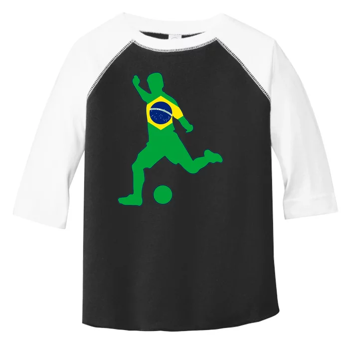 Brazil Flag Soccer Player Brasil Futbol Brazilian Football Toddler Fine Jersey T-Shirt